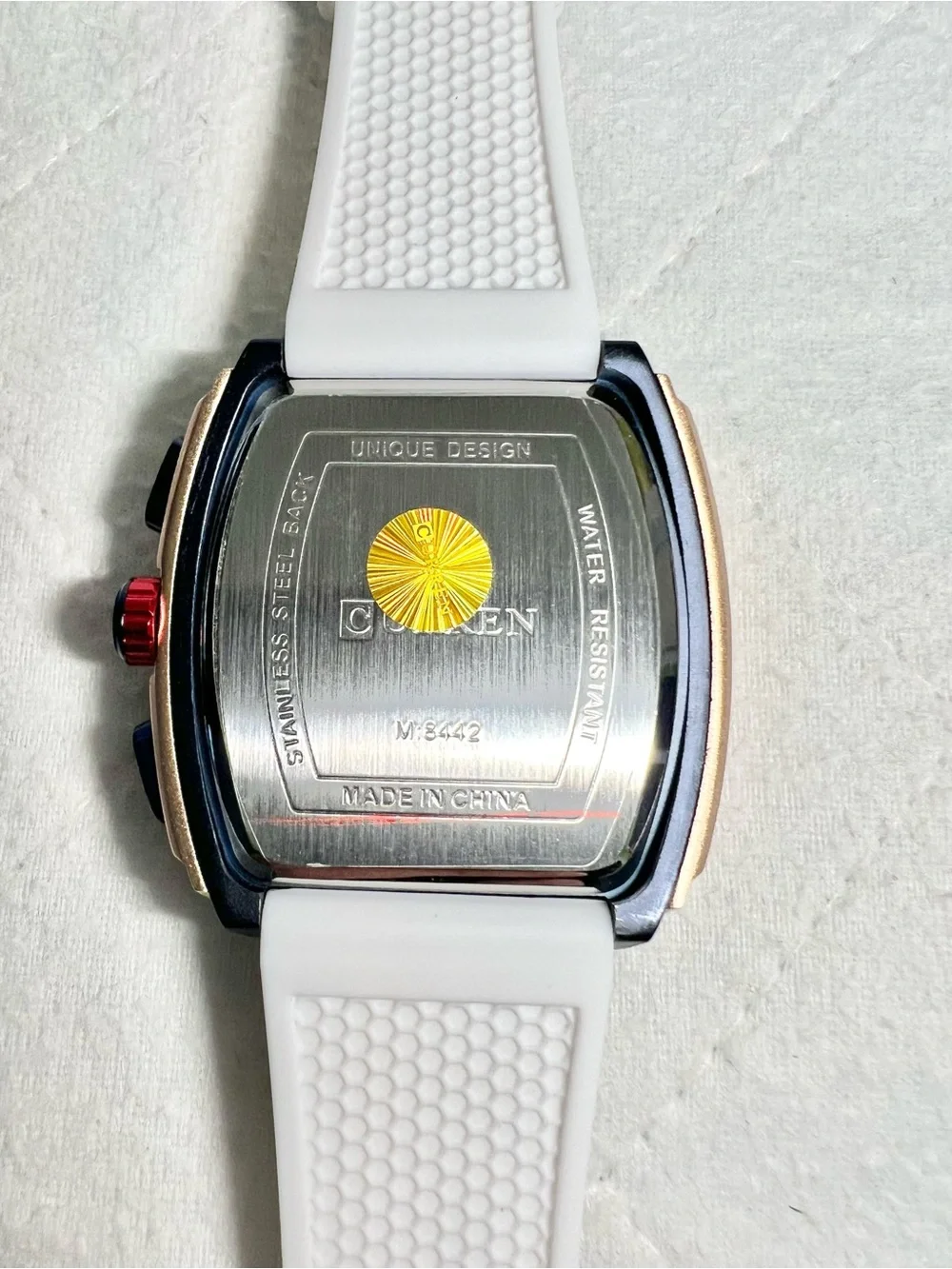 Men's Blue Chronograph Sport Watch with White Strap
